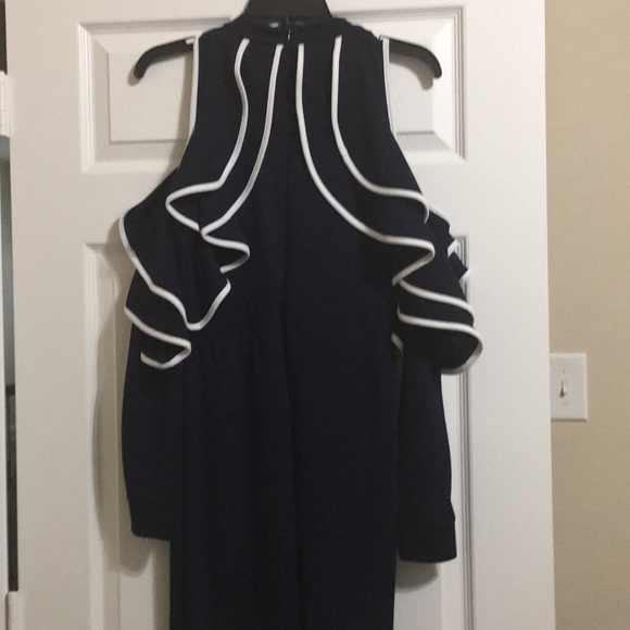 Navy Blue Ruffle Jumpsuit - Picture 3 of 4